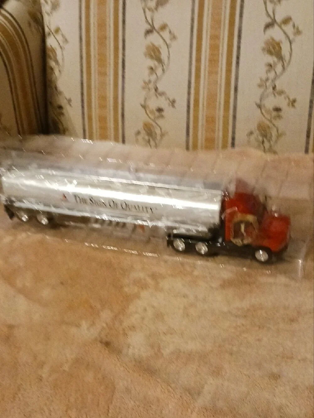 Red and White Die-Cast Tanker Truck Toy for Kids